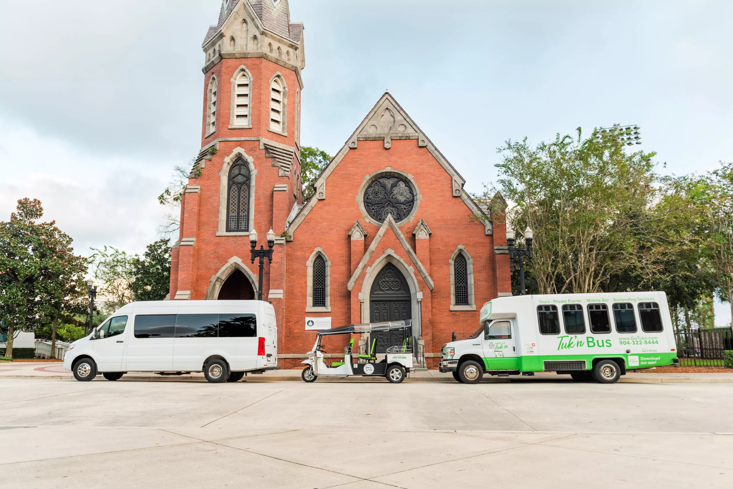 Event Vehicles Outside of Cathedral