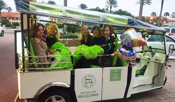 group of women celebrating a birthday party on a tuk tuk tour with go tuk'n