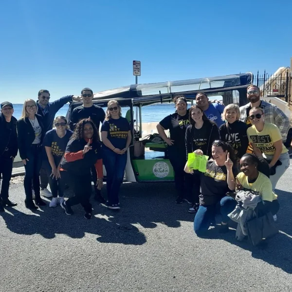 group of friends enjoying a scavenger hunt in Jacksonville